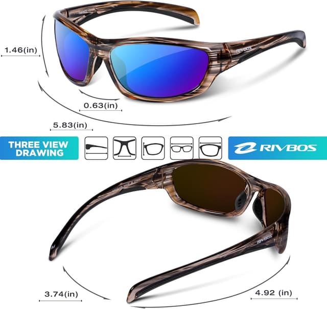 Detalle de RIVBOS RB832 Polarized Sports Sunglasses with TR90 Frame (Driving shades)