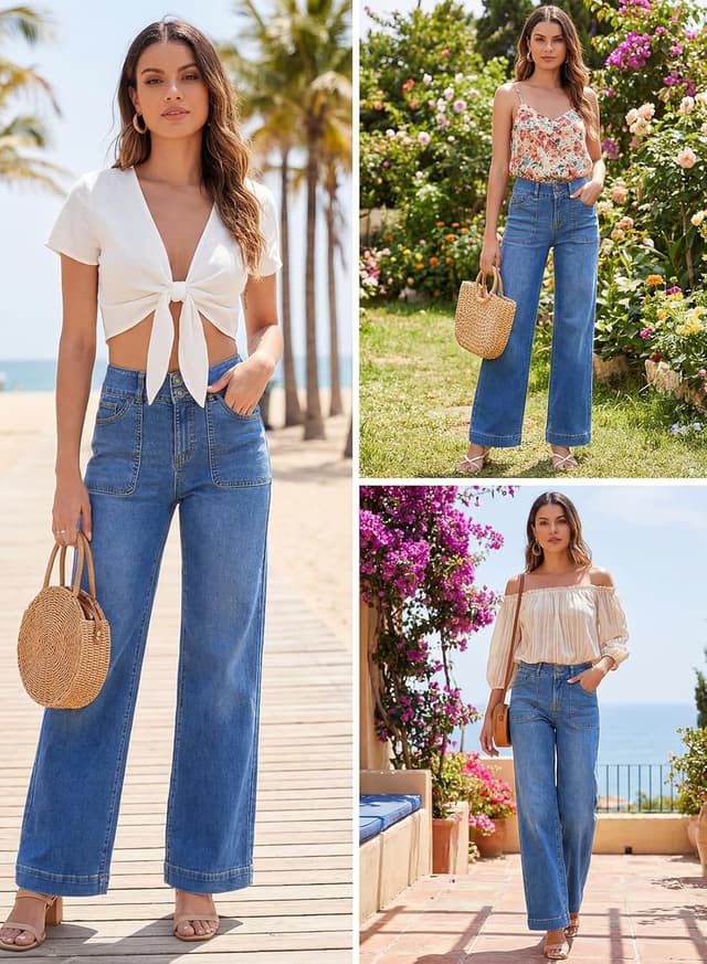 Thumbnail 5 de Sidefeel Women’s Wide Leg Jeans High Waisted