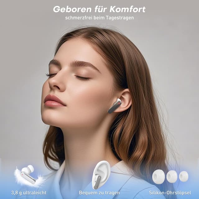 Thumbnail 1 de Sefitopher Bluetooth 6.0 In-Ear-Kopfhörer mit ANC & ENC, kabellos, 3,8 g, bis zu 24 Std. Akku