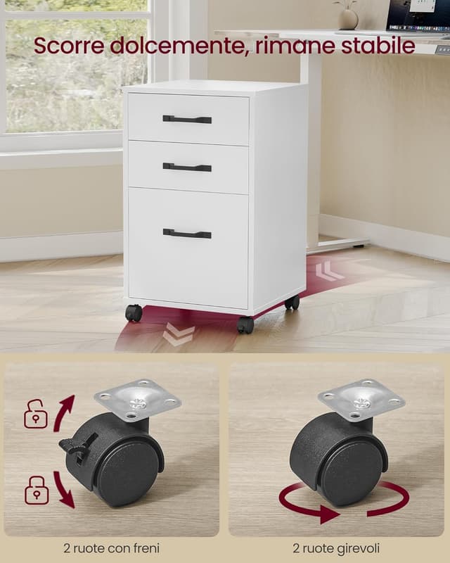 Thumbnail 5 de VASAGLE Cassettiera da Ufficio con Ruote OFC065WB01, 3 cassetti per documenti A4/Letter