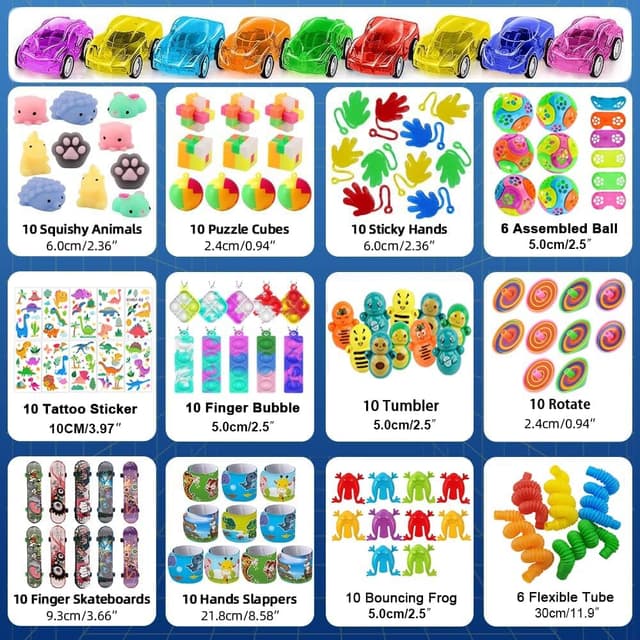 Detalle de SXFENG Kindergeburtstag Mitgebsel-Set mit 122 Teilen (13 Party-Spielzeugarten)