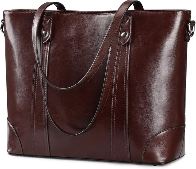Detalle de S-ZONE Borsa Tote in pelle da donna con tracolla per laptop fino a 15,6