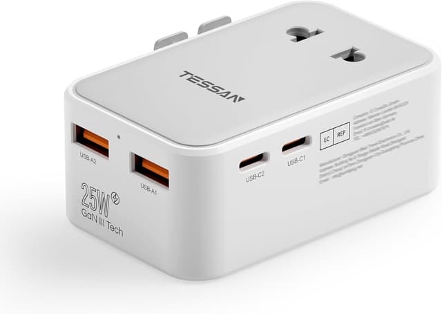 Detalle de TESSAN Reiseadapter Weltweit 25 W Universal