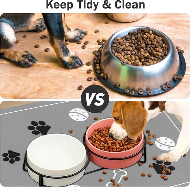 Detalle de Mavicen Dog Food Mat (40 x 60cm) – super absorbent, non-slip waterproof bowl mat