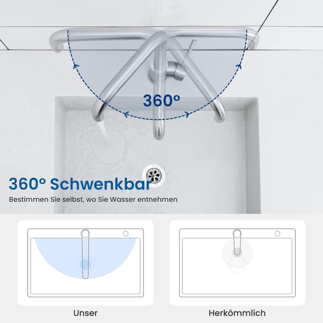 Detalle de CECIPA Küchenarmatur 360° Drehbar aus Edelstahl 304