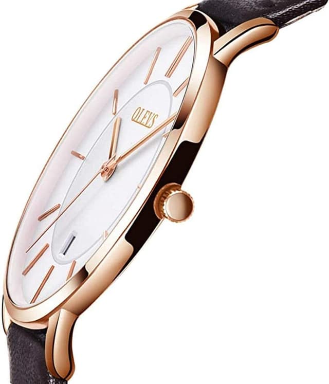 Detalle de OLEVS Ladies Quartz Watch – Minimalist ultra-thin design, leather strap, 30M waterproof & date