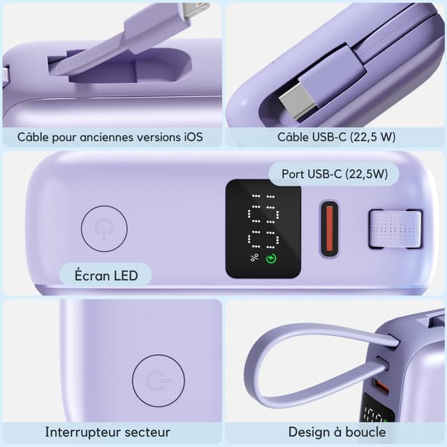 Detalle 2 de Hichain Mini Powerbank USB-C 22,5 W 10000 mAh