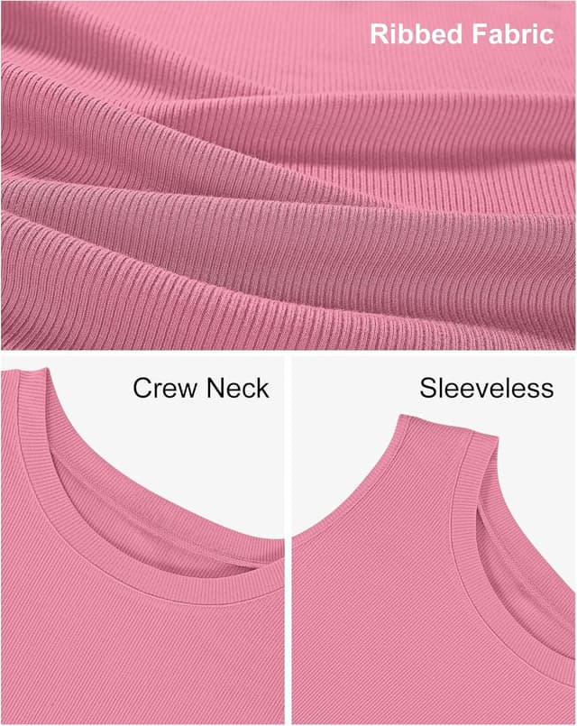 Detalle de PLMOKEN Tank Top für Damen – ärmelloses Slim-Fit Basic mit geripptem Rundhals