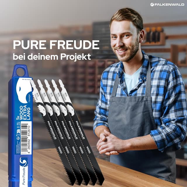 Thumbnail 6 de FALKENWALD® Stichsägeblätter Holz T1044DP – extra lang (250 mm) bis 190 mm Schnitttiefe, 6 TPI, T-Schaft