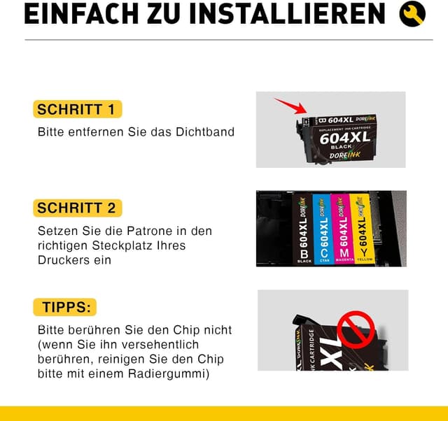 Detalle de DOREINK 604XL kompatible Druckerpatronen Multipack (17er-Set) für Epson Expression Home & WorkForce
