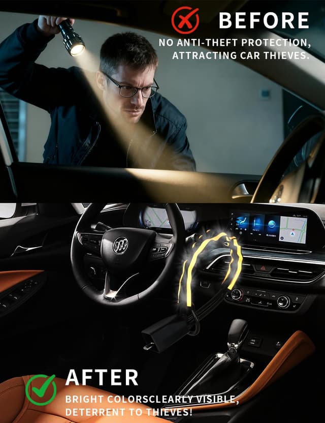 Thumbnail 1 de Reflective Stripe Steering Wheel Lock with 3 Keys