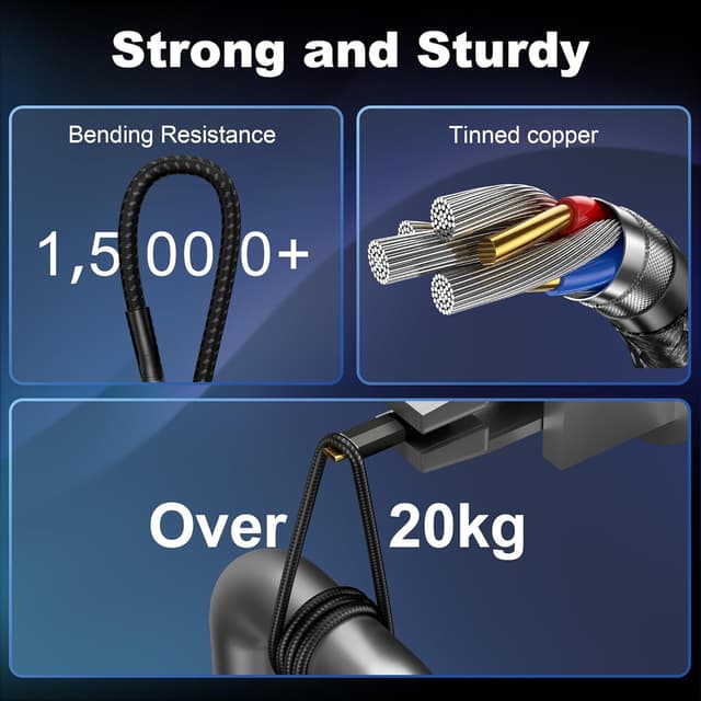 Detalle de ZIKNYDO USB C 20Gbps Cable 10ft 240W