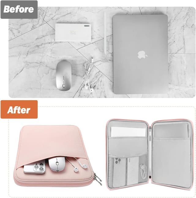 Detalle de MoKo Tablet Tasche als Sleeve für 13 Zoll (iPad Air, iPad Pro, MacBook Neo, Galaxy Tab) – Rosa