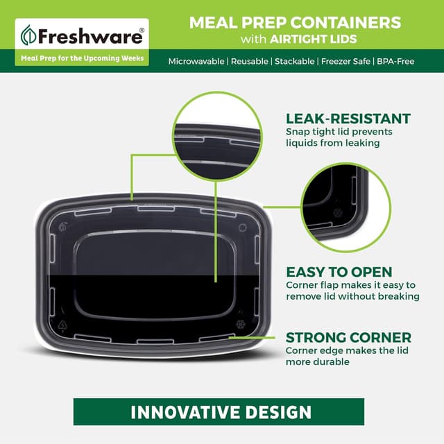 Thumbnail 4 de Freshware Meal Prep Containers 16 oz 🍱