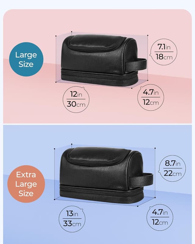 Thumbnail 6 de Elviros water-resistant PU leather large double-layer toiletry bag for men