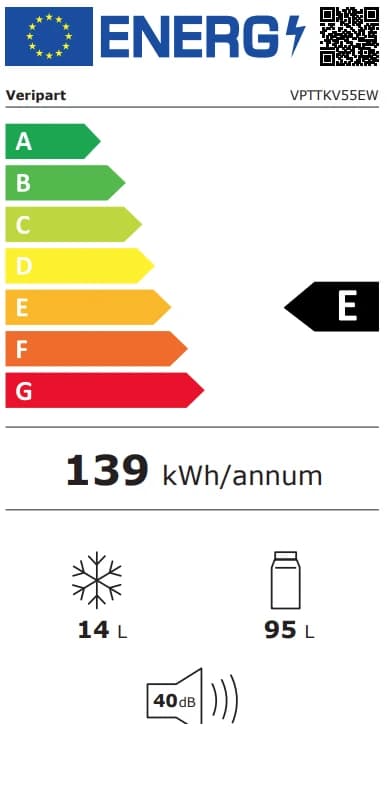 Thumbnail 12 de Veripart VPTTKV55EW Kühlschrank mit 14 L Gefrierfach