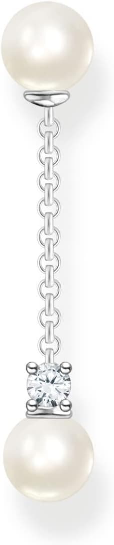 Detalle de Thomas Sabo Damen Einzel-Ohrstecker Perle mit weißem Stein aus 925 Sterlingsilber (H2212-167-14)