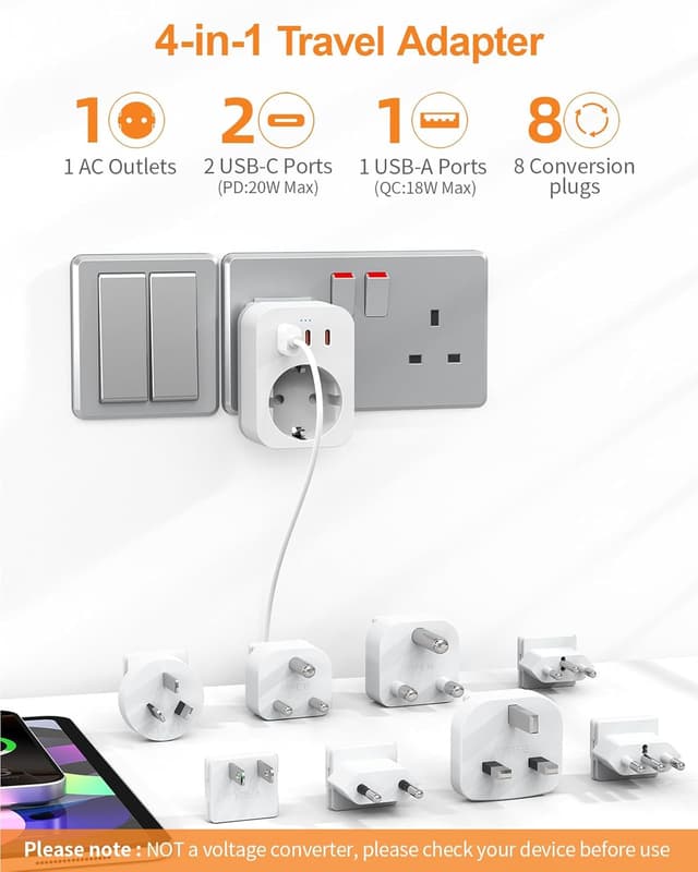 Detalle de Reiseadapter Weltweites Set mit USBâC 20W đđđ