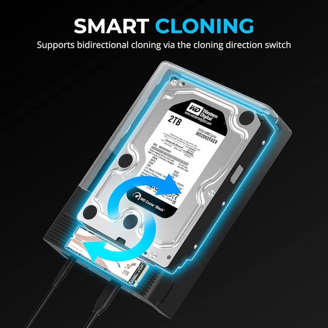 Thumbnail 6 de SABRENT M.2 SSD & HDD Dockingstation (DS-UFNC) – NVMe & 2,5/3,5 SATA per USB-C, 10 Gbps und Offline-Klonen