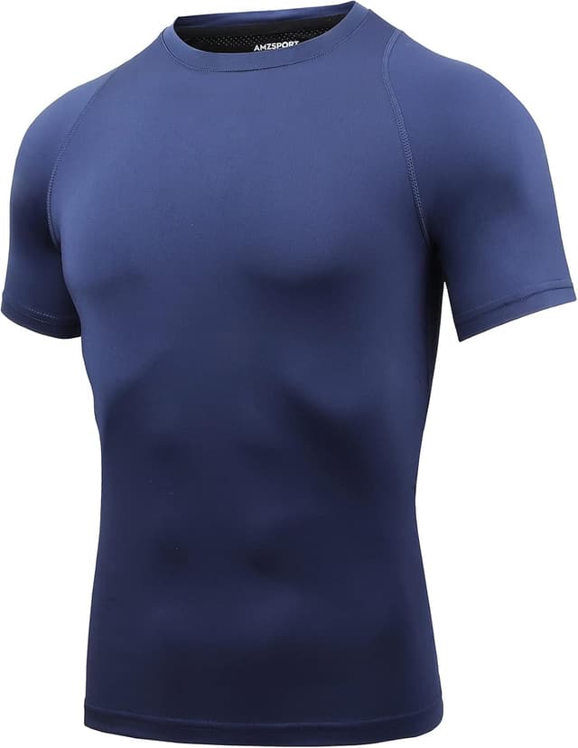 Detalle de AMZSPORT Maglietta a compressione da uomo a maniche corte Cool Dry per allenamento e corsa