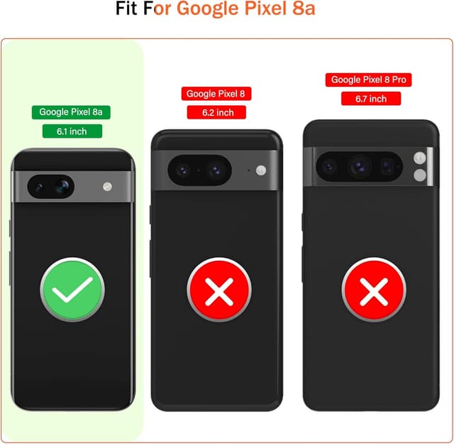 Detalle 2 de Jshru Shockproof Case for Google Pixel 8a with 2-Pack Screen Protector (Grey) + Ring Stand