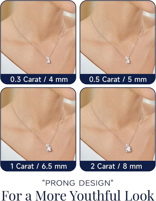 Detalle 2 de MomentWish Collana Moissanite Donna con solitario in argento 925 dorato (bianco/rosa/giallo), pendente a cuore