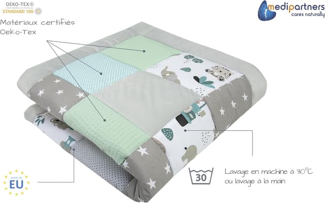 Detalle 2 de Tapis d’éveil bébé 100x100 en coton