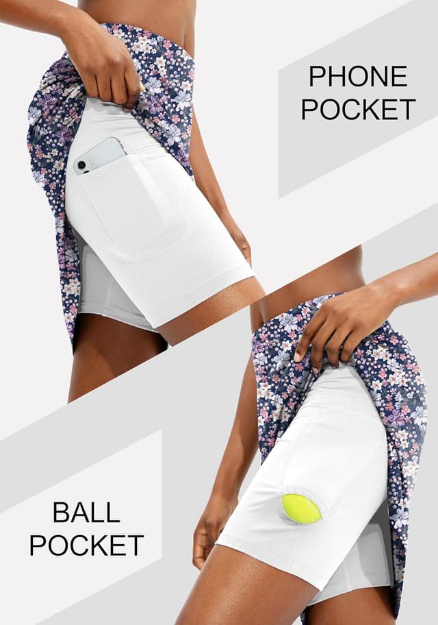 Detalle de Viodia Women’s 20" Knee Length Skorts Skirts with UPF50+ and Built-In Shorts