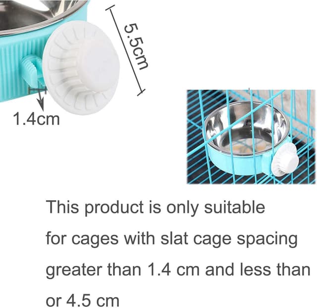 Detalle de SUOXU 2-in-1 Crate Hanging Dog Bowl (stainless steel) – 18cm, 850ml