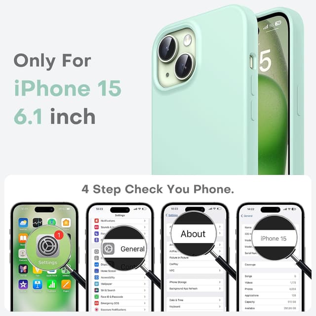 Detalle 2 de TOCOL Liquid Silicone Slim Case for iPhone 15 (6.1-inch) – Green, soft-touch anti-scratch protection