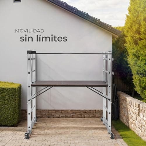 Thumbnail 8 de tectake® escalera plegable de aluminio 4 en 1 telescópica, tijera y andamio con ruedas (hasta 150 kg)