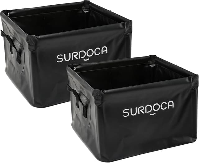 Detalle de SURDOCA Waterproof Foldable Car Boot Organiser (18L) – car boot storage box for camping, picnic & fishing