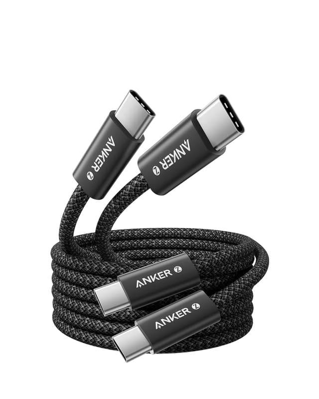 Detalle de Anker Zolo USB-C to USB-C Cable (240W, braided, 6ft, 2-pack) – dirt-resistant and slim connector