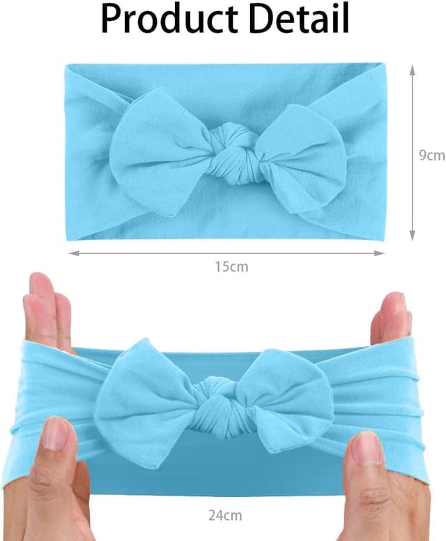 Detalle 2 de Aolso Baby Girl Headbands (10-pack) with bows – newborn to toddler hair accessories
