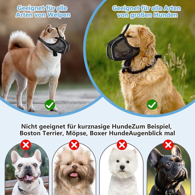 Detalle de Lcyen Maulkorb für Hunde (Prevent Fressen/Kauen/Beißen), atmungsaktiv mit Reflektoren – Größe M
