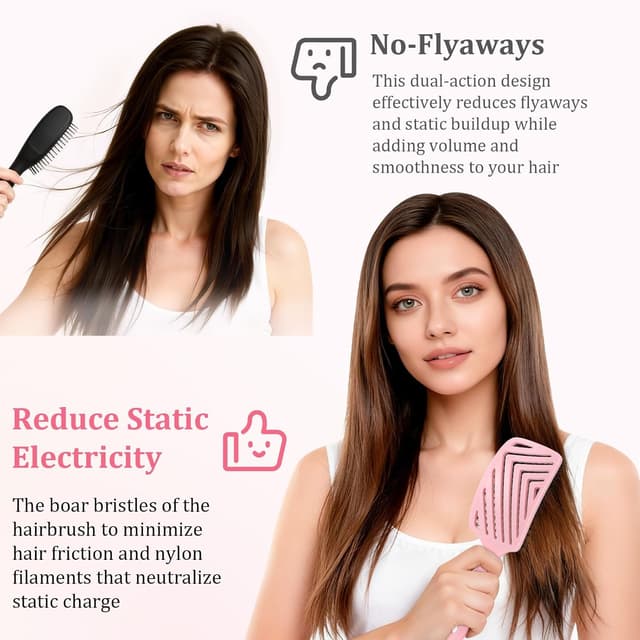 Thumbnail 2 de Euqvunn Dual-Bristle Haarbürste Wildschweinborsten