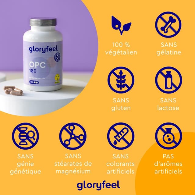 Detalle 2 de OPC 95 % Extrait de pépins de raisin, 180 capsules