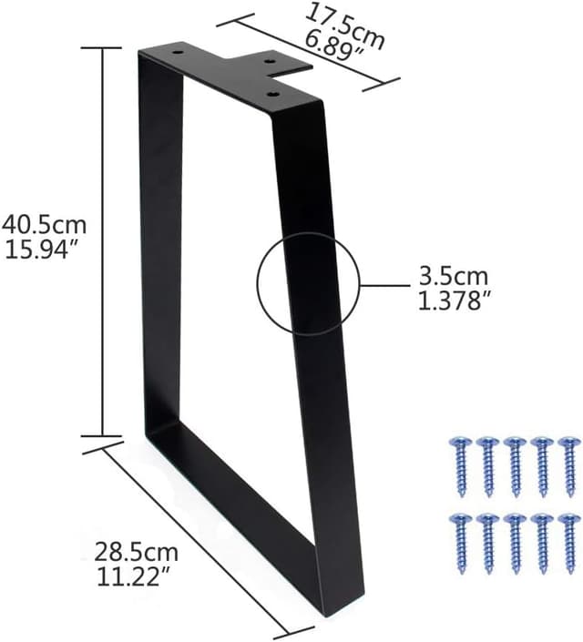 Detalle 2 de Signstek 16 inch black metal table legs (40cm) — modern DIY trapezoidal furniture legs