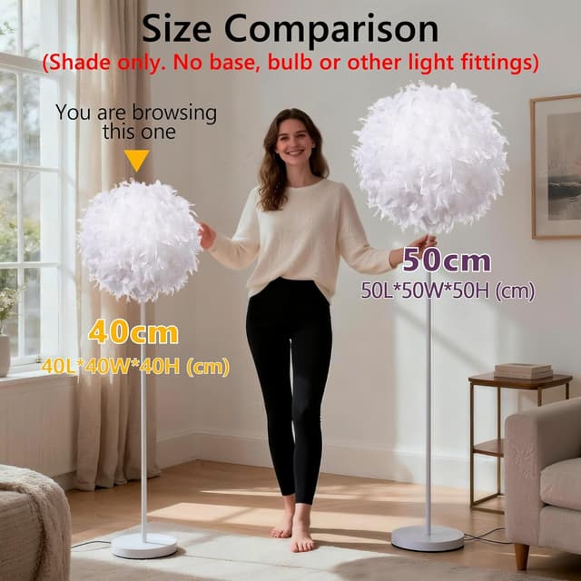 Thumbnail 5 de Waneway 40cm White Feather Pendant Lampshade 🛋