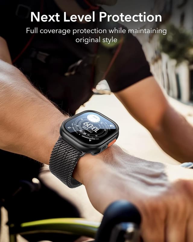 Detalle de ESR for Apple Watch Ultra 3/2/1 49mm Case with Screen Protector (Black) – Military Grade Protection + 2-pack glass set