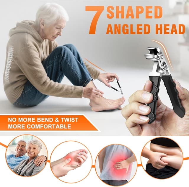 Detalle de Nail Clippers Zehennagelknipser-Set für Senioren mit abgewinkeltem Kopf und Auffangbehälter (5-teilig)