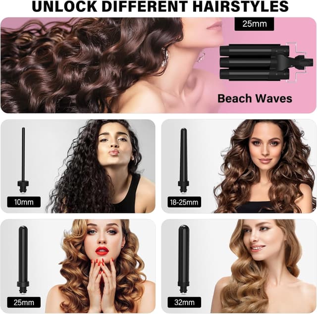 Detalle 2 de janelove 3 Fässer Welleneisen 5‑in‑1 10–32mm