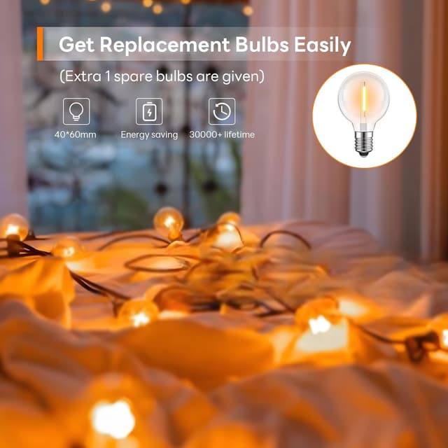 Detalle 2 de FANSANMY Guirnalda de Luces Exterior 15M 🌟 Control Remoto