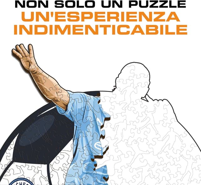 Detalle de Puzzle di legno Iconic Puzzles Manchester City con Erling Haaland, taglia S, 150 pezzi