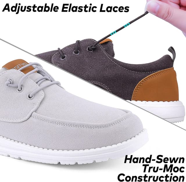 Detalle de ASITVO Men’s Wide Canvas Loafers Slip-On Walking Shoes (Big Size) — Wide Toe Box Comfort