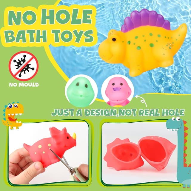 Detalle de Jovicos No Hole No Mould Baby Bath Toys (6pcs) Dinosaur Set for Toddlers