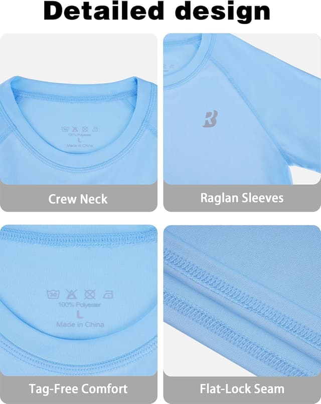 Detalle 2 de Roadbox Boys Rash Guard Swim Shirt (UPF 50+), Long Sleeve Kids UV Swim Top