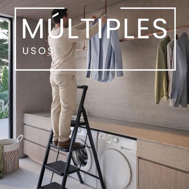 Thumbnail 3 de UABA Escalera Plegable 3 Peldaños Negra