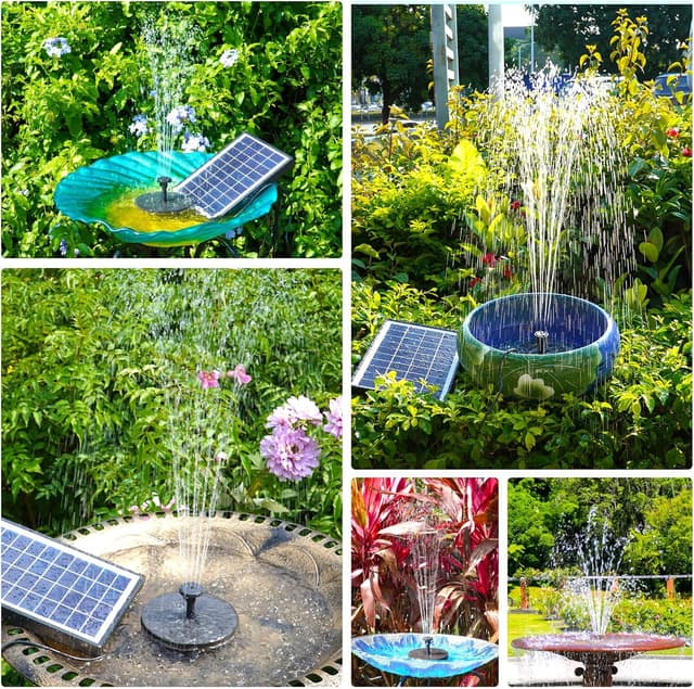 Detalle de AISITIN 6.5W Solar Fountain Pump with Battery Backup (10 Nozzle Styles)