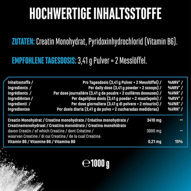 Thumbnail 4 de Creatin Monohydrat Pulver 1000 g
